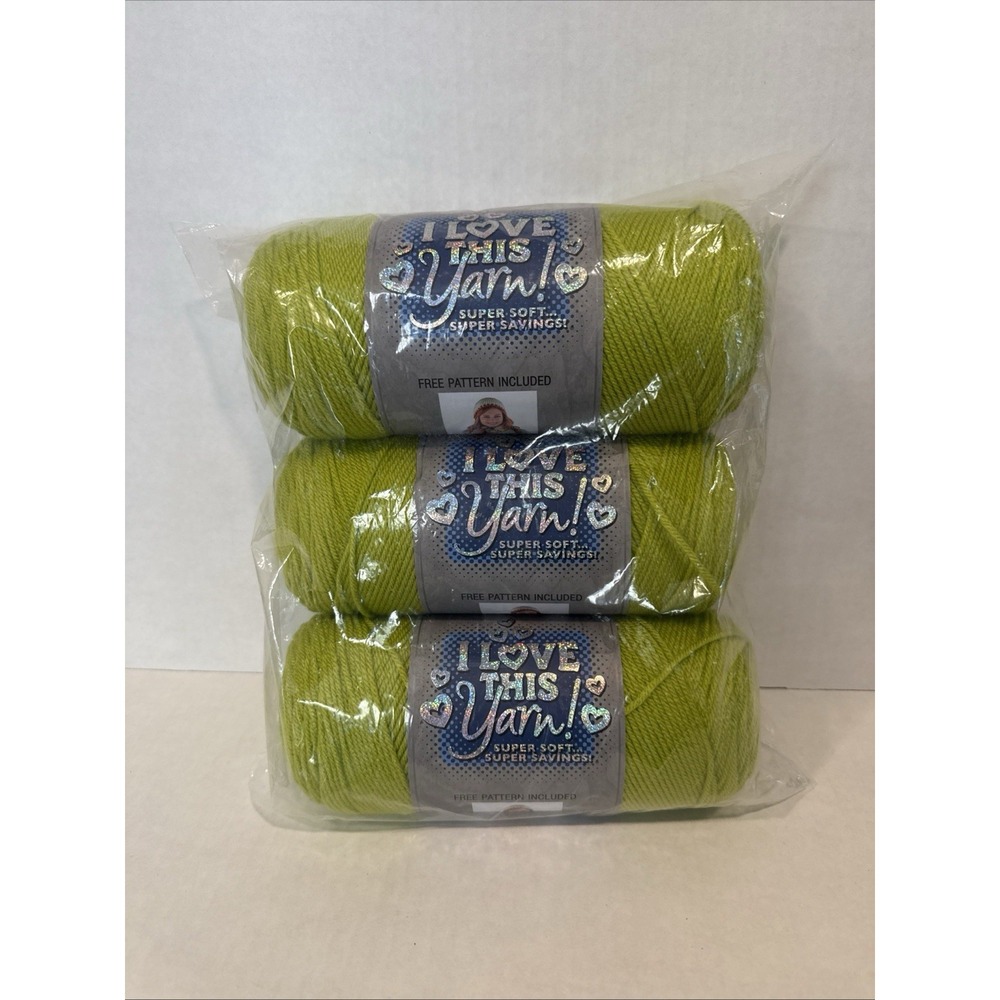 I LOVE THIS YARN (3) SKEINS # 357 Keylime Green 7oz/355yd EACH
